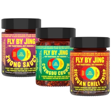 FLYBYJING Variety Pack w/Sichuan Chili Crisp, Zhong Sauce & Chengdu Crunch, All Natural & Vegan, Per...