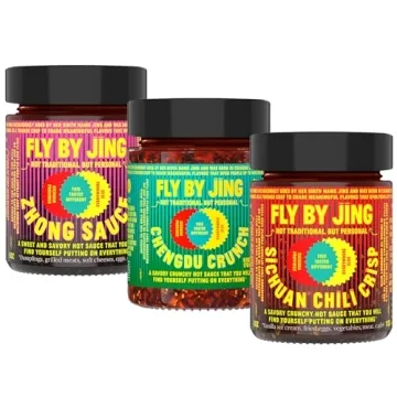 FLYBYJING Variety Pack w/Sichuan Chili Crisp, Zhong Sauce & Chengdu Crunch, All Natural & Vegan, Per...
