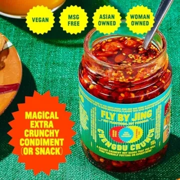 FLYBYJING Variety Pack w/Sichuan Chili Crisp, Zhong Sauce & Chengdu Crunch, All Natural & Vegan, Perfect Hot Sauce Gift for Foodies, 6oz (3 Pack)