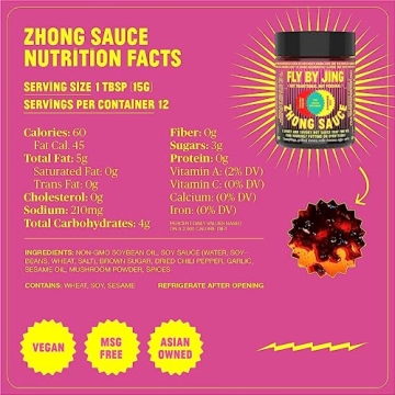 FLYBYJING Variety Pack w/Sichuan Chili Crisp, Zhong Sauce & Chengdu Crunch, All Natural & Vegan, Perfect Hot Sauce Gift for Foodies, 6oz (3 Pack)