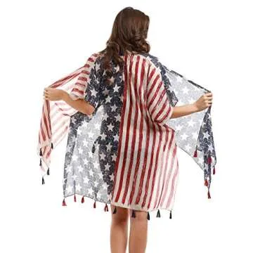 Women's Summer American Flag Beach Cover-Up Tunic Wrap