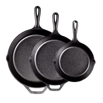 Lodge Pre-Seasoned Cast Iron Skillet Set – 8, 10.25, & 12 Inch Skillets
