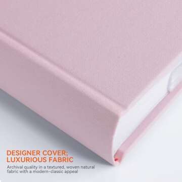 1DOT2 Photo Album 4x6 with Memo 50 Pages 5x7 Photos Hold 100 or 4x6 Pictures Hold 200, Small Linen Cover Photo Book Albums with Writing for Family Wedding Baby (Pink)