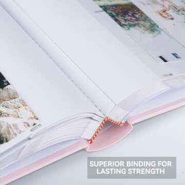 1DOT2 Photo Album 4x6 with Memo 50 Pages 5x7 Photos Hold 100 or 4x6 Pictures Hold 200, Small Linen Cover Photo Book Albums with Writing for Family Wedding Baby (Pink)