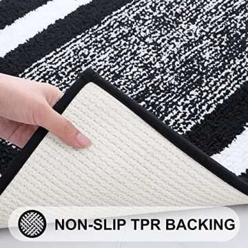 Colorxy Bathroom Rugs and Mats Sets, 2 Pcs Ultra Soft Microfiber Bath Mat, Non Slip Machine Washable and Water Absorbent Shower Carpet Mat for Bathroom, Tub and Shower, 20"x32"+17"x24", Black