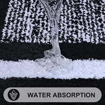 Colorxy Bathroom Rugs and Mats Sets, 2 Pcs Ultra Soft Microfiber Bath Mat, Non Slip Machine Washable and Water Absorbent Shower Carpet Mat for Bathroom, Tub and Shower, 20"x32"+17"x24", Black