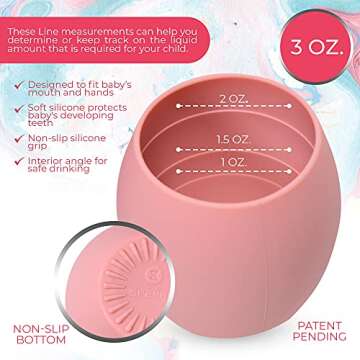 Silicone Baby Cup - Toddler Training Cup - Open Cup for Baby Led Weaning 2 Pack of No Spill Sippy Ba...