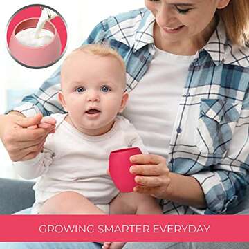 Silicone Baby Cup - Toddler Training Cup - Open Cup for Baby Led Weaning 2 Pack of No Spill Sippy Baby Cups - Soft & Gentle on Gums BPA Free Silicone Baby Cups (Pink)