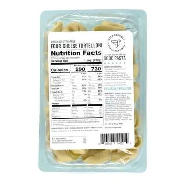 Gluten-Free Tortelloni, Four Cheese Stuffed Fresh Pasta, Cooks in Just 3 Minutes, Taste Republic, Frozen, 9oz (6 Pack)