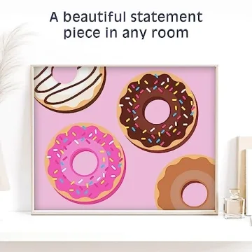 Pink Picasso Kits Paint by Number for Kids | DIY 8x10 Beginner Color by Numbers Canvas Painting Art Kits | Delicious Doughnuts
