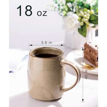 GBHOME 18oz Large Ceramic Coffee Mugs Set of 4