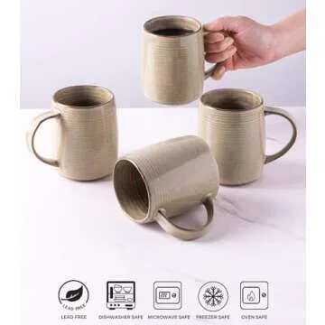 GBHOME 18oz Large Ceramic Coffee Mugs Set of 4