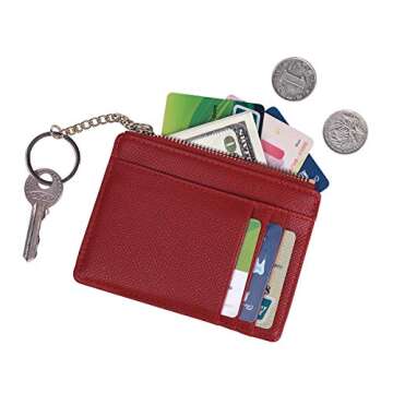 Prometheism Women Slim Leather Card Case Holder Small Wallet Cute Coin Purse Girl Mini Wallet with K...