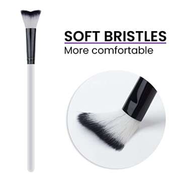 5 Pcs Lash Shampoo Swoop Curved Brush - Set for Eyelash Extension Cleansing,Soft Makeup Removal - Eyelash Wash Bath Tools Supplier Home and Salon Use Cleanser Brush - White&Black