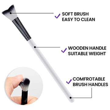 5 Pcs Lash Shampoo Swoop Curved Brush - Set for Eyelash Extension Cleansing,Soft Makeup Removal - Eyelash Wash Bath Tools Supplier Home and Salon Use Cleanser Brush - White&Black