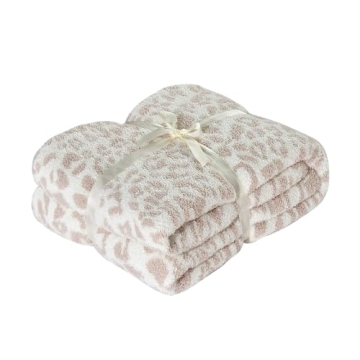 Luxurious Fluffy Microfiber Leopard Knitted Throw Blanket for Cozy Comfort