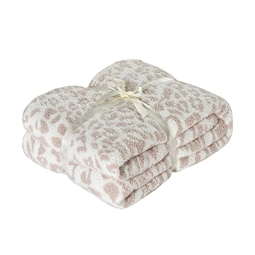 Fluffy Microfiber Leopard Knitted Throw Blanket - Super Soft & Cozy