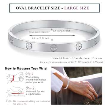 RIMRIVA Silver Bracelets: Elegant Love Cross Bangle for Gifts