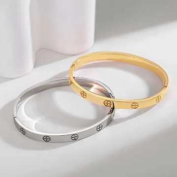 RIMRIVA Silver Bracelets: Elegant Love Cross Bangle for Gifts