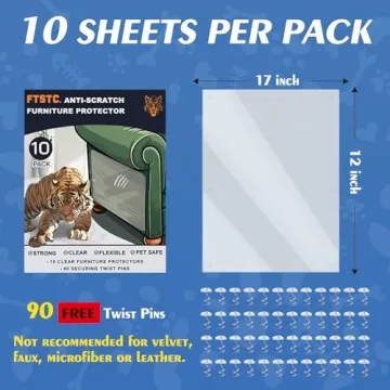 FTSTC Cat Scratch Furniture Protectors, 10-Pack Heavy Duty