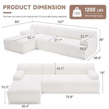 Huatean Home 107" Modular Sectional Sofa - Luxe Comfort & Style for Every Living Space