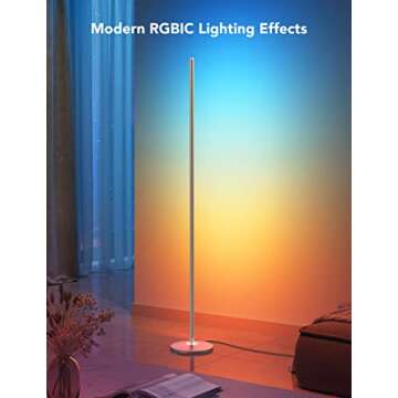 Govee RGBIC Floor Lamp, LED Corner Lamp Works with Alexa, Smart Modern Floor Lamp with Music Sync and 16 Million DIY Colors, Color Changing Standing Floor Lamp for Bedroom Living Room Silver