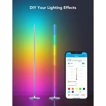 Govee RGBIC Floor Lamp, LED Corner Lamp Works with Alexa, Smart Modern Floor Lamp with Music Sync and 16 Million DIY Colors, Color Changing Standing Floor Lamp for Bedroom Living Room Silver