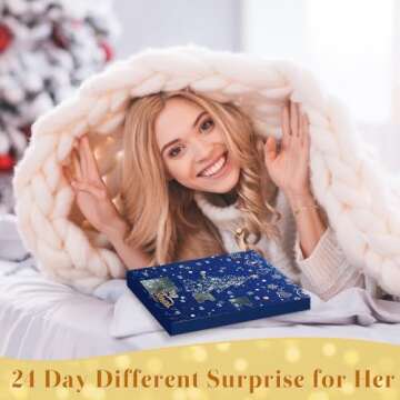 Larchio Jewelry Advent Calendar 2023 Adult Women Teen Girls, Christmas Countdown Calendar Gifts with Gold Bracelets Necklace Rings Earrings Christmas Gifts for Girlfriend Wife Daughter Mom