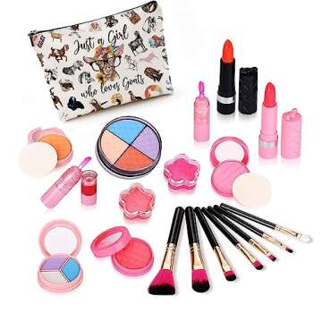 Goat Gifts for Goat Lovers Goat Makeup Bag Animal Lover Gifts for Women Just A Girl Who Loves Goats Cosmetic Zipper Pouch Bag Goat Lover Gift