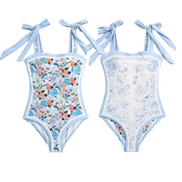 ASHER FASHION Women's One-Piece Swimsuit – Tummy Control Reversible Floral Print Monokinis