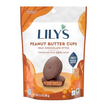 LILY'S Milk Chocolate Style No Sugar Added Peanut Butter Cups (3 Count) - 3.2 oz Bags