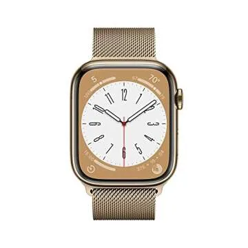 Apple Watch Series 8 GPS Cellular 45mm Gold Stainless Steel Case with Milanese Loop (Renewed)