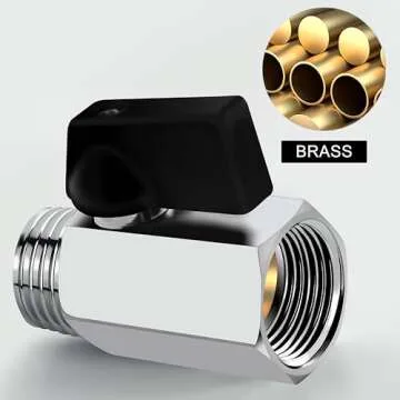 YOO.MEE Shut-Off Brass Ball Valve 1/2'' Standard Connections with Polished Chrome Finish
