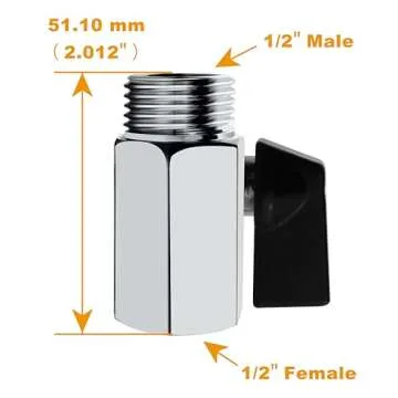 YOO.MEE Shut-Off Brass Ball Valve 1/2'' Standard Connections with Polished Chrome Finish