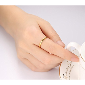 Jude Jewelers 2MM Tungsten Carbide Stackable Ring Plain Wedding Band (Gold, 5)