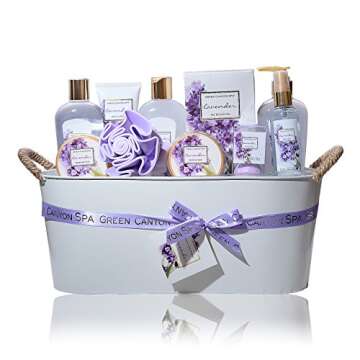 Spa Gift Baskets for Women Lavender - #1 mothers day gift set in essential oils for Relaxation -11 P...