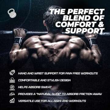 JerkFit WODies 3 Hole Gymnastics Grips with Wrist Support - Hand Grips, Latex Free Elastic Crossfit Grips for Weightlifting, Cross Training - Palm Protection Pull Up Grips for Men and Women (Large)