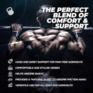 JerkFit WODies 3 Hole Gymnastics Grips with Wrist Support - Hand Grips, Latex Free Elastic Crossfit Grips for Weightlifting, Cross Training - Palm Protection Pull Up Grips for Men and Women (Large)