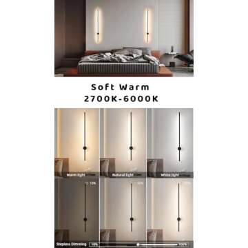 BLUEYE 39-Inch Battery Operated Wall Sconce Set of Two, Remote Control | 3CCT, Aluminum, 60W Equival...