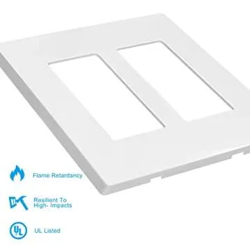 MLLIZH 2-Gang Screwless Decorative Wall Plates, White 10 Pack