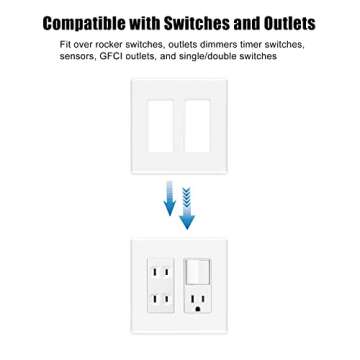 MLLIZH 2-Gang Screwless Decorative Wall Plates, stander-Size Unbreakable Thermoplastic Faceplate Cover for Decorator Receptacle Outlet Switch, White (10 Pack, Double Decorator-White)