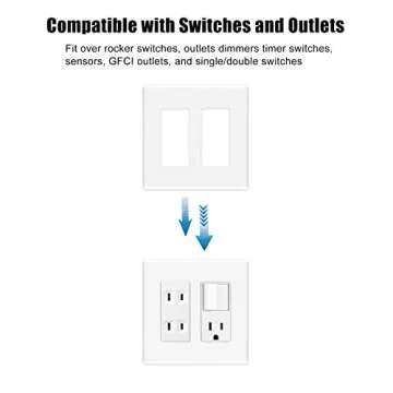 MLLIZH 2-Gang Screwless Decorative Wall Plates, White 10 Pack