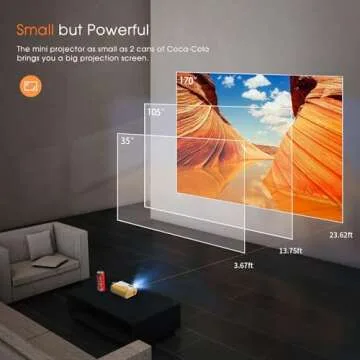 Mini Projector, AuKing 2023 Upgraded 1080P Supported Outdoor Projector, Kids Gift, Movie Projector for Outdoor Use, 50% Zoom, Compatible with HDMI, USB, Laptop, iOS, Android Phone and TV Box