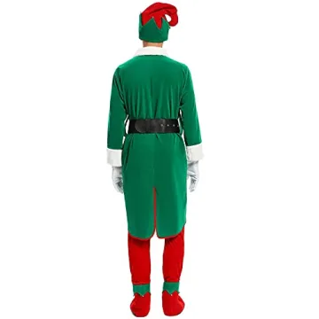 Deluxe Santa Elf Costume for Men - 6 Piece Set