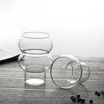 Mokylor Gourd Shape Glass Cups Set of 2 for All Beverages