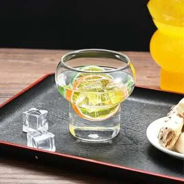 Mokylor Gourd Shape Glass Cups Set of 2 for All Beverages