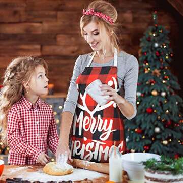 Geyoga Adjustable Buffalo Plaid Christmas Kitchen Aprons