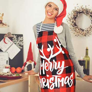 Geyoga Adjustable Buffalo Plaid Christmas Kitchen Aprons