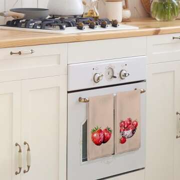 Tzhim Strawberry Kitchen Towels, Disco Ball Strawberry Hand Towels, Retro Strawberry Dish Towels Dis...