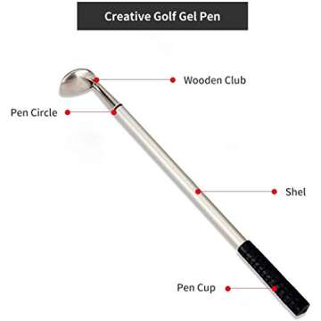 MOSNAI Golf Club Pen Set, Mini Desktop Golf Pen Gift Set with Putting Green 2 Balls, Flag and 3 Colors Metal Golf Club Gel Pens